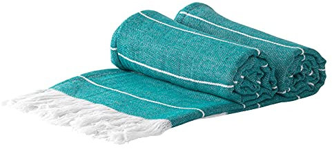 Nicola Spring Turkish Cotton Bath Towels - 173 x 92cm - Aqua - Pack of 4 - Lightweight & Absorbent Large Adults Drying Beach Towel Bathroom Gym Cloth Sauna Hammam Shower Sheet
