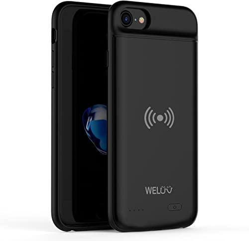 WELUV Qi Akku Hülle Für iPhone 6 6s 7 8 SE2 SE3 Kabelloses Ladehülle 3200mAh Akku Case QI Case Dünn ladehuelle Wireless Ladebatterie Handy Schutzhülle 2023