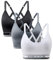 ANGOOL Sport BH Damen Einstellbarer Schultergurt Sport Bustier Damen Gepolstert Starker Halt Nahtlose Joggen Yoga Fitness Bra, 3er Pack, Schwarz + grau + weiß, L