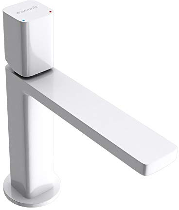 Mai & Mai Wasserhahn Bad Waschtischarmatur eckiges Design Badarmatur Weiß 19,6cm hoch Waschtisch-Einhebelmischer DIN-Anschlüsse WAO-7901