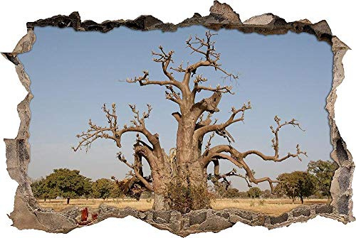 3D-Effekt Wandtattoo Aufkleber Durchbruch selbstklebendes Wandbild Wandsticker Stein Wanddurchbruch Wandaufkleber Tattoo,außergewöhnlicher Baum in der Savanne,Größe:70x110cm