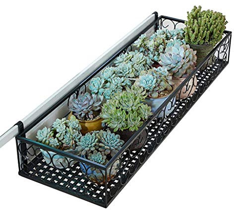 Portavasi Vasi e Accessori per Piante davanzale della Finestra Portafiori da Finestra Espositore per Piante da Balcone Supporto per vasi da Fiori succulenti da Interno Ringhiera in Ferro battuto S