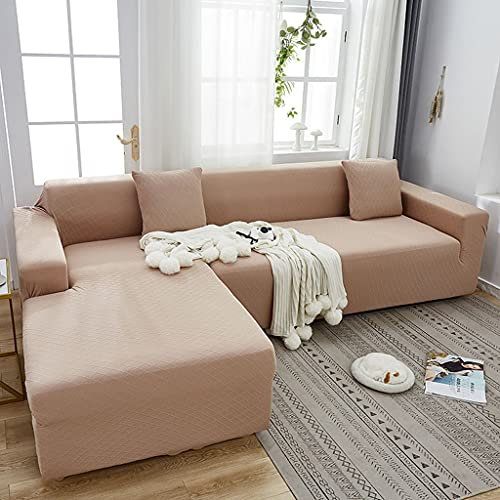VEAI Sofabezug Sofahusse L Form Rechts/Links Couchbezug Grau/Beige Stretch Eckcouch 1/2/3/4 Sitzer（L-förmiges Ecksofa Sofa Abdeckung sollte Zwei kaufen） (Color : P, Size : 3-Sitzer (190-230 cm))