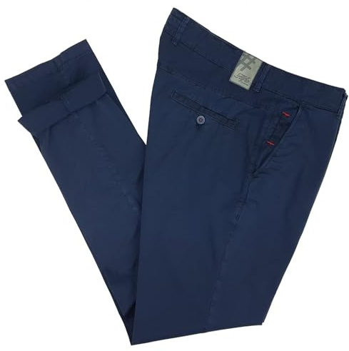Alfio Collection Pantaloni Uomo Slim Fit Elasticizzati Taglie Forti Gamba Asciutta 60 62 64 66 68 70 (62 - Blu)