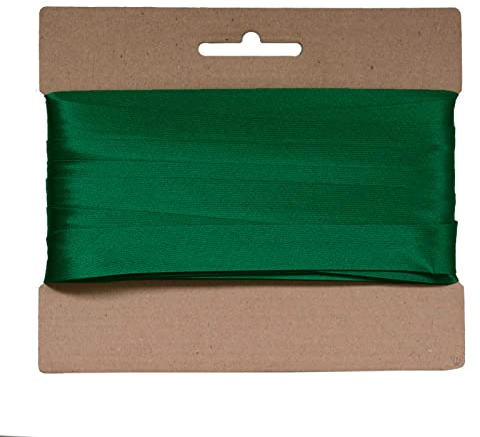 20m Schrägband Satin ca.15mm gefalzt Kantenband Einfassband große Farbwahl, Farbe:grün