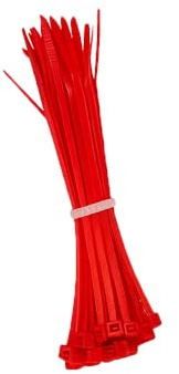 Kafton 50X Cable Ties Black Natural Colour Nylon Zip Tie Wraps (200mm x 4.8mm, Red)