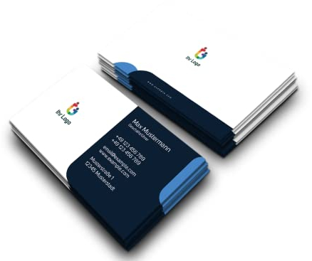 Premium Visitenkarten personalisiert (85x55mm), Premium Papier, hochwertiger Druck, hohe Qualität, selbst gestalten für Business, Unternehmen, Startup & privat (Classy Blue)