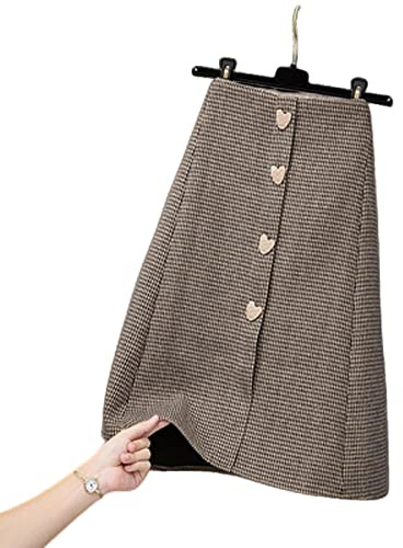 BUJNIE Jupe midi automne hiver épaisse femme jupes bouton grande taille A-Line jupes femme Looseamp ; mélange bureau travail jupes femme jupes