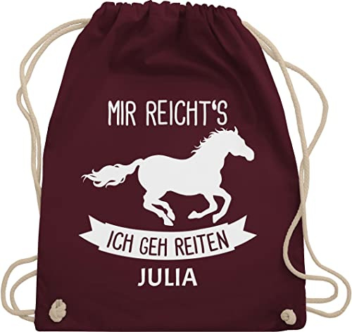 Turnbeutel Rucksack - Pferd Pferde - Mir reichts ich geh reiten - Unisize - Bordeauxrot - tasche zum reit sachen für mädchen pferden gehe beutel pferderucksäcke pferdemotiv wunschnamen