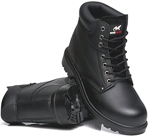 Rock Reptile Apprentice Mens Leather Safety Boots Steel Toe Cap Work Lightweight Shoes S1P SRC Lace Up Ankle Boots (Black, uk_footwear_size_system, adult, men, numeric, medium, numeric_10)