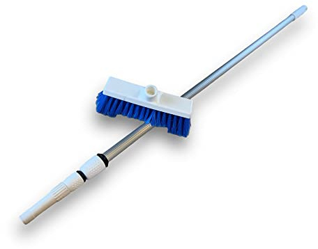 Kibros Balai Brosse Lave-Pont épaulette Manche télescopique 3,80 m rilsan | Garnissage rilsan résistant, utilisation multifonctionnelle pour bateaux murs façades enseignes, lave-pont épaulette.
