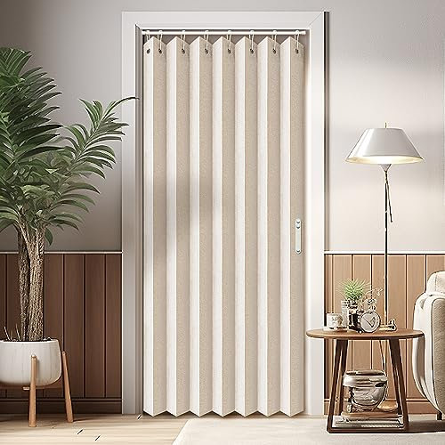 Vatge - Pinch Pleat Curtain for Open Closet, Folding Closet, Accordion Door Curtains, 1 Panel with Tiebacks, 39 W x 78 L, Beige