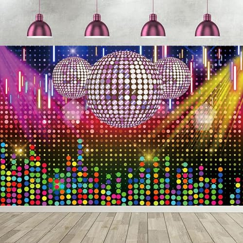 9x6FT Disco Backdrop Retro Disco Ball Dreamy Colorful Light Spots Neon Photography Background Back to 70s 80s 90s Adults Disco Birthday Party Decorations Banner Photo Booth Props