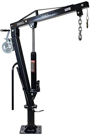 Wiltec Pickup Kran Ladekran bis 1770 mm Höhe, 500 kg Traglast und 360° Drehkranz, Seilwinde, massiver Standfuß zur Bodenmontage, Werkstattkran