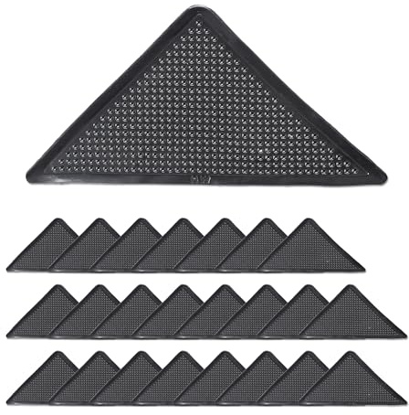 Relaxdays Teppich Antirutsch Pads, 24er Set, rutschfeste Teppicheckenhalter, für Fliesen, Laminat, Holzboden, schwarz