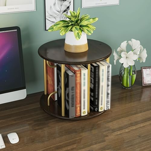 GAMAK Drehbares Bücherregal 36 cm Hoch, Bücherregal Drehbar Klein 360° Drehbares Bücherregal Drehregal Drehmöbel Platzsparend Stabil Büro Schlafzimmer Wohnzimmer (Color : Black)