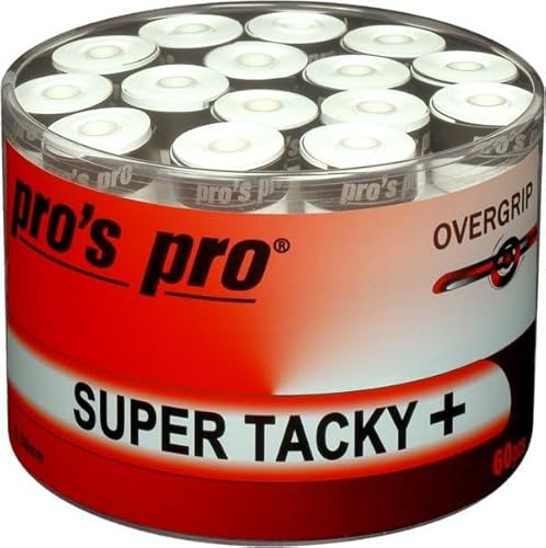 Generisch Pro's Pro 60 STK. Super Tacky Plus Overgrip - für Tennis, Badminton, Padel, Squash (Weiß)