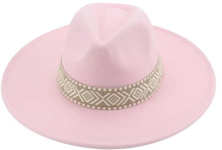 SOYNIA Fedora Trilby Filzhut Hut Damenhüte Fedora-Filzhüte Für Damen Und Herren Solides Band Gürtel Lässig Luxuriös 9,5 cm Fedoras 56–58 cm Rosa