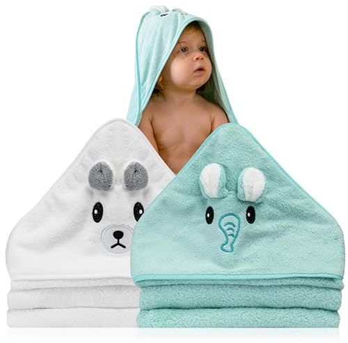 BABYBRIDGE Accappatoio Neonato 0-3 Mesi - Asciugamano Con Cappuccio a Forma di Animale - Regalo per Neonata Femmina