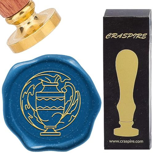 craspire Siegelstempel Aus Wachs Mit Dem Sternzeichen Wassermann Februar Stempel Siegelkonstellation Abnehmbarer 30 Mm Messingkopf Mit Holzgriff Dekorativer Stempel Für Hochzeitseinladungen Umschläge