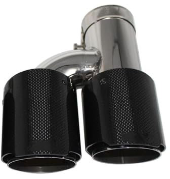 DZSYINGLONGSM Endrohre Universal Edelstahl Glänzend Schalldämpfer Spitze H Form Doppel Ausgang Auspuffrohr Schalldämpfer Düse Dekoration Auspuff Endrohr(Right 63-76mm)