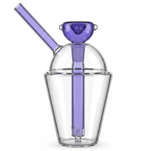 iBest UK Glass Cup with Straw - Blue Color, Heat Resistant, Handmade