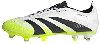 adidas Unisex Predator League Soft Ground Football Boots, Cloud White/Core Black/Lucid Lemon, 43 1/3 EU