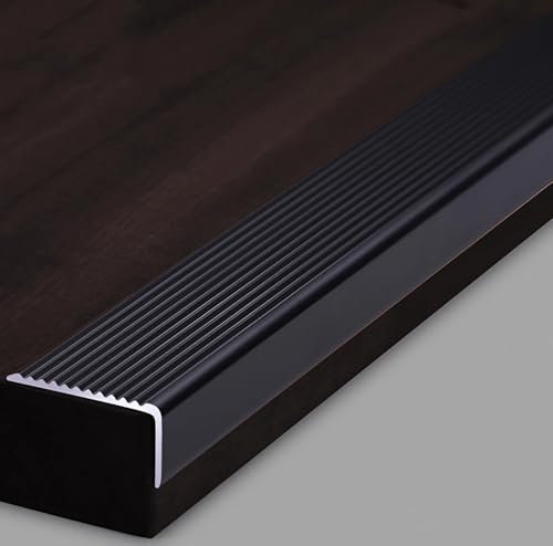 Perfil de Borde de Escalera, Aleación de Aluminio, Cantoneras Antideslizantes para Peldaños, Perfil de Bordillo de Escalera de Adecuado Tanto para Uso Interior Como Exterior(Black,W100MM)