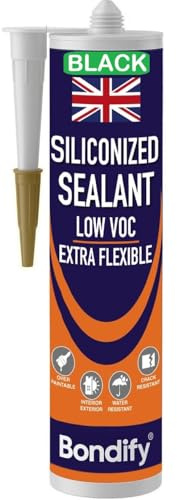 BONDIFY Mastic D’étanchéité Acrylique Noir Peignable, Joint Acrylique Noir Exterieur, Intérieur 500g SANS SOLVANT Mastic pour Cadre de Fenêtre, Silicone Acrylic Pour Reboucher Fissure, Interstice