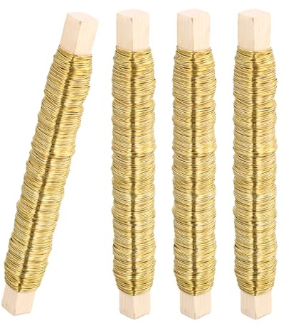 4 Rotoli Filo per Gioielli Fai Da Te 0.7MMx35M, Filo Metallico da Giardino, Filo per Rilegatura a Fiori, Filo D'Oro per Composizioni Floreali, Confezioni Regalo o Fissaggio di Piante