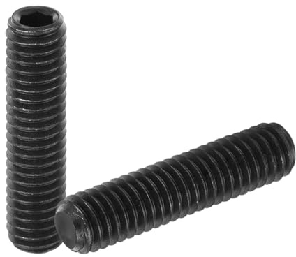 sourcing map Gewindestifte mit Innensechskant, M6 x 25 mm, Stahllegierung, Flachspitze, Gewindestift für Türgriffe, Reparatur, Lampen, Schwarz, 10 Stück