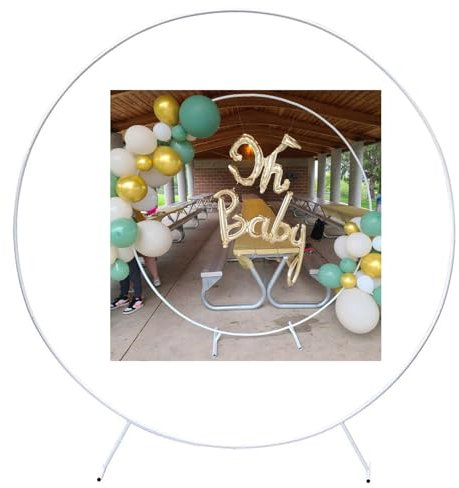 Support rond en métal pour toile de fond de mariage, arche de jardin, arche de ballons, décoration de treillis de jardin, arche de cérémonie extra large (blanc 1,8 m)