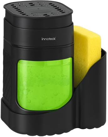 Innoteck 3-in-1 Kitchen Sink Organiser, Dual Soap Dispenser & Sponge Holder | Hand Soap Dispenser, Washing Up Liquid Dispenser, Press Pump & Sink Caddy