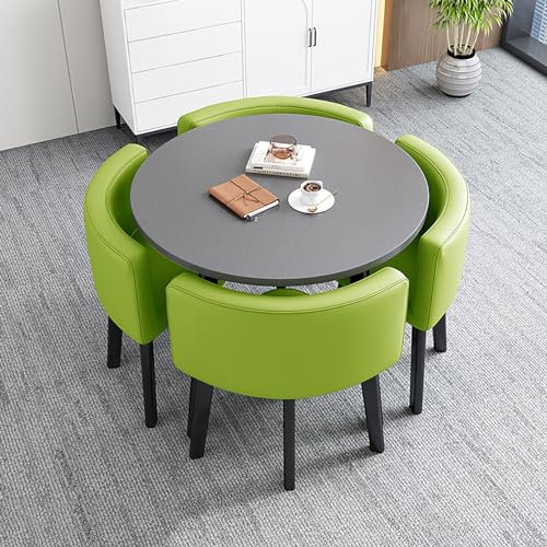 MRound Bürokonferenztisch-Set mit 4 Stühlen, platzsparende Möbel für Home Office, Wohnzimmer oder Schlafzimmer, stilvoller und funktionaler Besprechungstisch und Stühle, Set