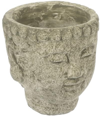 BEBEMOKO Buddha Pflanzgefäß Aus Zement Sukkulenten Übertopf Moosgrün Deko Für Haus Garten Büro
