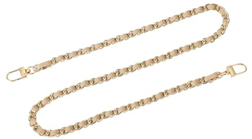 QUARKZMAN väskelänk plånbok kedjelänk, 80cm väskelänk handväskelänk plånboksband med metallspännen för handväska plånbok ersättningslänk (Khaki länk + guldkedja)