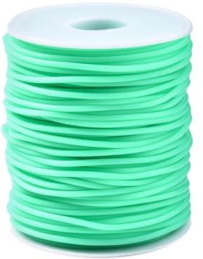 JIHUOO Cordón de goma hueco de 2 mm x 50 m, para tejer y hacer puntadas, cuerda elástica para pulseras, abalorios, joyería, color aguamarina