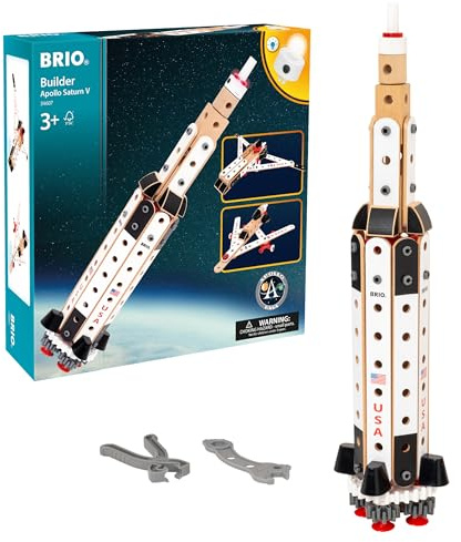 BRIO Builder 34607 Apollo Saturn V | 91-teiliges Konstruktionsspielzeug für Kinder ab 3 Jahren