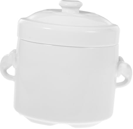 Cabilock Cuenco De Cerámica Tazón Para Cocinar Al Vapor 520 Ml Asa y Tapa Ideal Para Estofado