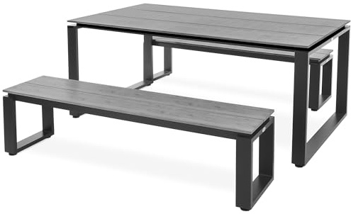 di volio Gartenmöbel-Set Aluminium mit 2 Gartenbänken Outdoor Garten Trento