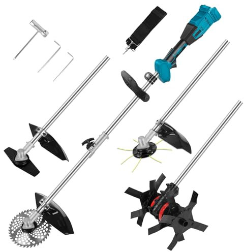 2 In1 Akku Bodenhacke und Freischneider, Gartenfräse kompatibel mit Makita 18V Max Akku (ohne Akku), Rasenmäher mit Elektromotorhacke für Garten und Rasen