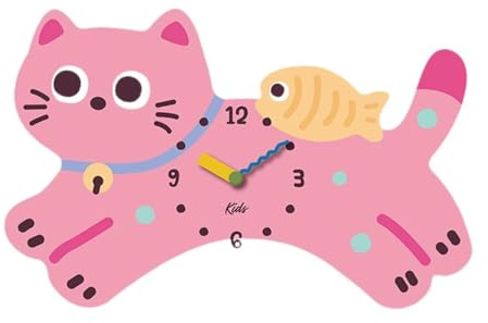 Colcolo Katze Wanduhr Stille Uhr Kinder Zimmer Dekor, kreativ, bequem, Wanddekoration Dekorative Uhr für Schlafzimmer Kinderzimmer, Rosa