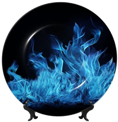 LHDGBNV Assiette décorative en porcelaine anglaise bleue de 20,3 cm avec support de présentation - Assiette ronde en porcelaine élégante pour la maison, la cuisine, la chambre à coucher