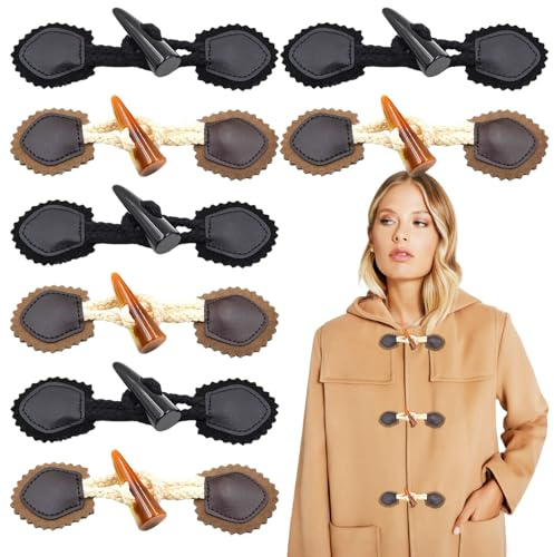 8 Paar Knebelknöpfe Dufflecoat Verschluss Knebelverschluss Dufflecoat Knöpfe Knebelverschlüsse Toggle Button für alle Arten von Kleidung Strickwaren Rucksäcken DIY Handgefertigte Accessoires usw