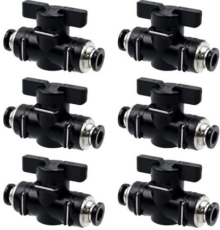 CONNECTION 6 Pezzi Valvola a Sfera Pneumatica 6 mm Connettore Pneumatico Dritto Raccordi per Valvole di Controllo Flusso D'aria Controllo Valvola a Sfera per Tubo Pneumatico e Controllare Gas
