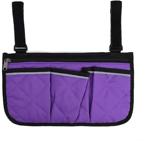 Entgoinggo Aufbewahrungstasche für Campingstuhl, Armlehne, Rollstuhl-Seitentasche, Organizer mit reflektierenden Streifen, mehrere Taschen, Klappstuhl-Zubehör, für Outdoor-Aktivitäten (lila)