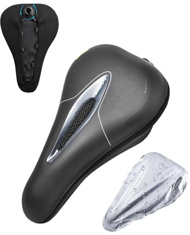 auvstar Fahrradsattelbezug,Sitzbezug aus Gel,Silikon,Sattelkissen für Fahrrad,aus Silikon und Schwamm,atmungsaktiv,weich,für Mountainbike,Rennrad, für Männer und Frauen. (Knopfstil)