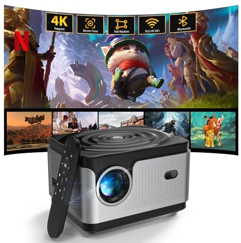 LORDWIT Vidéoprojecteur, Auto Focus/Keystone, 30000 Lumens 1080P FHD WiFi BT Video Projecteur 4K Supporté, Zoom 50%, Fêtes et Loisirs à Domicile