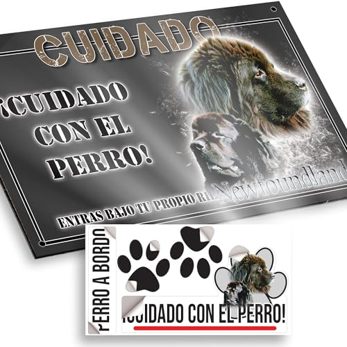 Terranova Cuidado con el Perro Cartel 15x9,5cm - Diseño Antracita Dibond con Pegatina Coche - Cuidado Perro