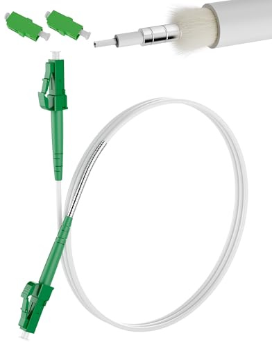 VANDESAIL Câble Internet en fibre optique LC/APC vers LC/APC vers LC/APC - Câble de raccordement blindé monomode Simplex OS2 - 9/125 μm LSZH pour FTTH et SFP - Blanc - 5 m